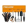 Fiskars Vegetable Garden Tool Set with Vegetable Shears, Seed Sower, Trowel, Cultivator, Weeder, and L/XL Garden Gloves for Indoor or Outdoor Gardening (6 Piece Kit), Gardening Gifts for Women