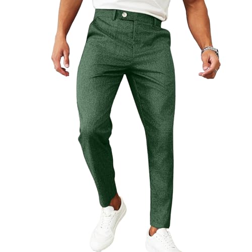 Hawyet Mens Tapered Casual Pants Ankle Length Stretchy Lightweight Breathable Summer Business Formal Pants