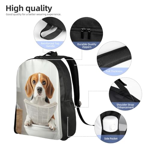 Minimalist Unisex 16 Inch Backpack Beagle Newspaper Toilet Sleek Design for Simple Lifestyles Daily Carry & Errand4