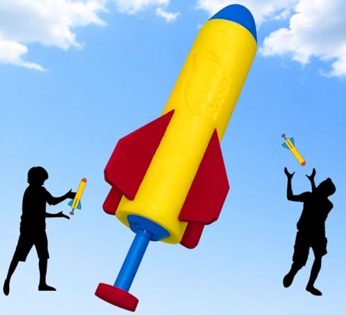 Flying Rocket Toy for Kids, Hand Launch Rocket, STEM Toy for Kids, Outdoor Toys Ages 8 and Up, Backyard & Beach Toys, Birthday Gift for Kids Boys & Girls, Built-in Launcher, No Assembly, No Batteries