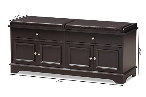 Baxton Studio Macklin Modern And Contemporary Dark Brown Wood 2-Drawer Shoe Storage Bench #TOP2