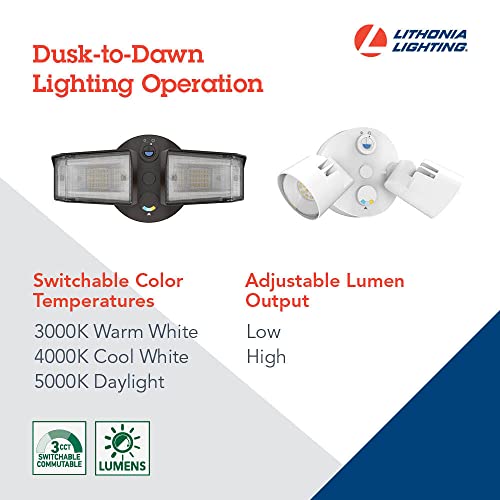 Lithonia Lighting Hgx Led 2Sh Alo Sww2 120 Pe Ddb M2 Homeguard Led Outdoor Security Floodlight, Adjustable Light Output, Switchable Cct, Photocell, 2-Lights, Bronze #TOP1