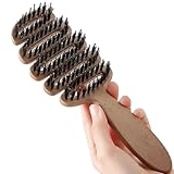 KINTEGOOD Boar Bristle Hair Brush, Volumizing Root Lift Comb for Men and Women, Curved Design with Non-Slip Long Handle