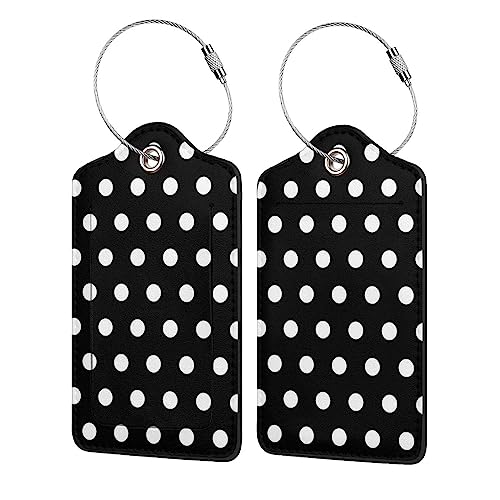 Étiquettes de bagage en cuir synthétique x4 avec motif pois