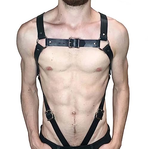 PIIKNUO Herren Body Harness Brust Harness Herren Bondage Gay Harness Männer Leder Sexy Unterwäsche Fetisch Erotik Brust Geschirr Dessous