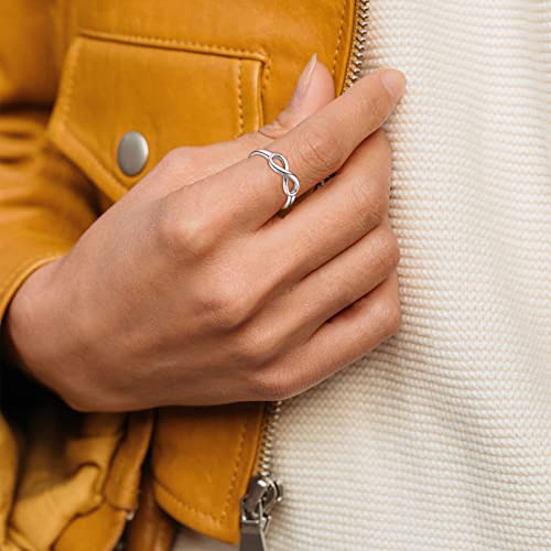 ChicSilver Personalized 925 Sterling Silver Ring Simple Infinity Knot Rings Custom Engraved Eternity Wedding Band Promise Rings Size 4-12(with Gift Box)3