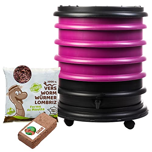 WORMbox Compostiera Vermicompostaggio 4 Vassoi, 64L