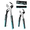DURATECH 2-Piece Groove Joint Pliers Set with Rolling Pouch, 10 & 8-Inch Adjustable Water Pump Pliers, Straight Jaw Tongue and Groove Pliers for Home Repair, Gripping, Pipe & Fittings