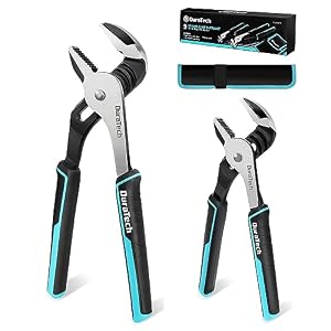 DURATECH 2-Piece Groove Joint Pliers Set with Rolling Pouch, 10 & 8-Inch Adjustable Water Pump Pliers, Straight Jaw Tongue and Groove Pliers for Home Repair, Gripping, Pipe & Fittings