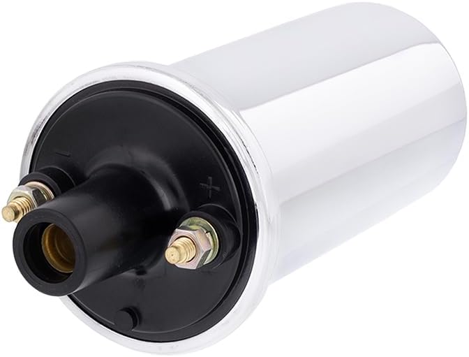 United Pacific S1207 Chrome Plated 6-Volt Ignition Coil Canister, High Output, Direct Replacement, Easy Install – ONE Unit