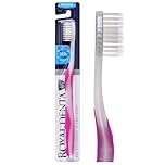 Royal Denta Flossing Toothbrush for Adults, Dual Length Silver Infused Bristles for Interdental Plaque Removal & Gum Care, Medium Soft Manual Toothbrush, Ergonomic Grip Handle (Pink)