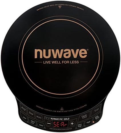 Nuwave Gold Precision Induction Cooktop, Portable, Large 8" Heating Coil, 12" Shatterproof Ceramic Glass Surface, 51 Temperature Settings from 100°F to 800F, 3 Watt Settings 600, 900, 1500 Watts