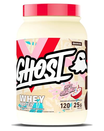 Image of GHOST Whey Protein Powder, Fruity Cereal Milk - 2LB, 25G of Protein - Whey Protein Blend - Post Workout Fitness & Nutrition Shakes, Smoothies, Baking & Cooking - Soy & Gluten-Free