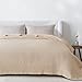 100% Cotton Blanket for Full Queen Size Bed - Taupe Waffle Weave Lightweight Summer Bed Blanket - 90x90in Prewashed Breathable, Woven, Layering Blanket (Full/Queen, Taupe)