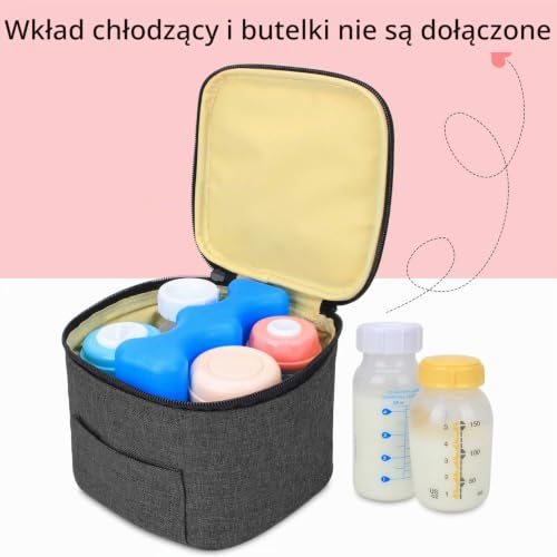 Luxja Termiczna torba na mleko matki i butelki (4 butelki, 150 ml), transporter butelek (tylko torba), czarna