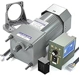 110V AC Gear Motor, 250W Single-Phase High Torque Electric Motor, with Gear Box, 0-135 RPM Variable Speed Controller, & Mount Bracket, Reversible Gear Motor, Reduction Ratio 1:10
