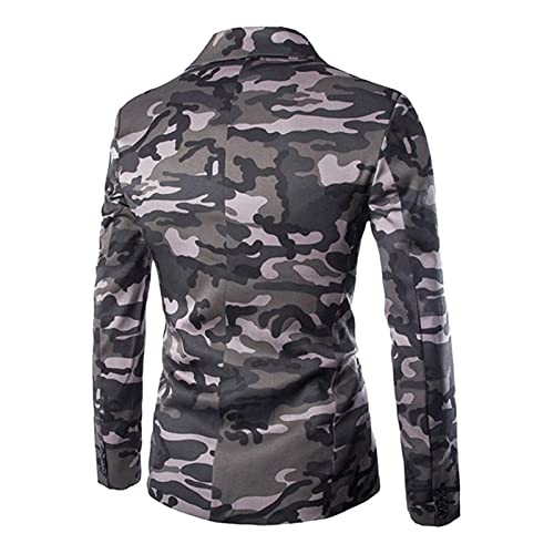 Blazer Camouflage Slim à Manches Longues et Revers Échancrés Confortables - 2