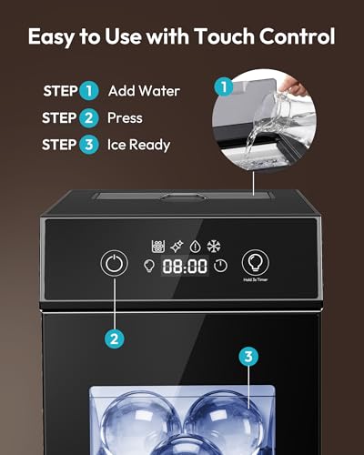 Image of EUHOMY 2.4 inch Ice Ball Maker Countertop, 2Pcs Ready in 60Mins, 48Pcs /Day, 8H Timer, Self-Cleaning Sphere Ice Maker Machine with Crystal Clear Ice, Round Ice Cube Maker for Whiskey & Bourbon