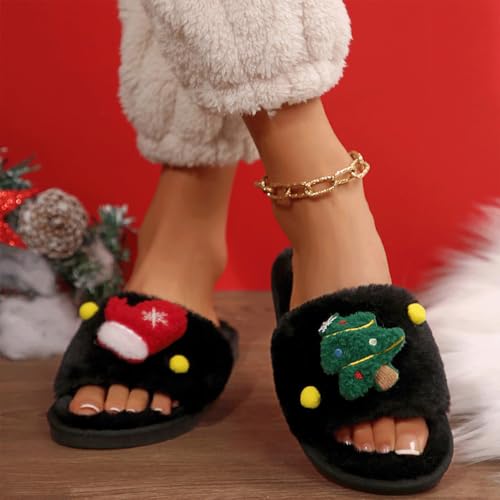 Christmas Slippers for Women Cute House Shoes Fluffy Cozy Plush House Slippers Soft Non-Slip Home Shoes Women4