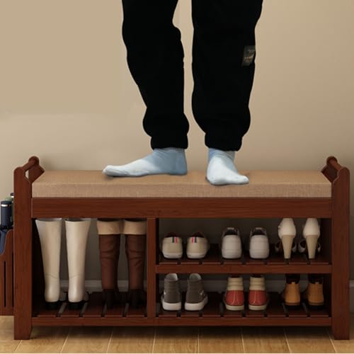Banc de rangement pour chaussures avec coussin de siège pour petits espaces - 4