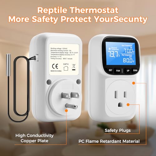 Image of Diymore 1800W Plug in Digital Thermostat Temperature Controller Electric Thermostat Outlet Heating Cooling Control Mode Timer 120V 15A -104 ℉~210 ℉ Greenhouse with Thermostat Pool Thermometer