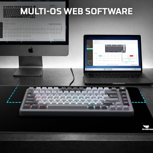 Image of EvoFox Ronin X75 Tri-Mode Wireless Mechanical Keyboard| Gasket Mount, 5 Layer Sound Dampening, Hot Swap GTMX White Linear Switches,1000Hz Polling, Programmable, Muliti OS Web Software, Mac Key Caps