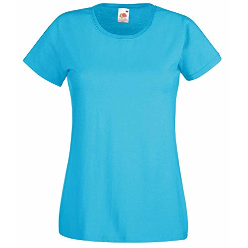 Fruit of the Loom Ladies Fit Valueweight Colours Short Sleeve Cotton T-Shirt Azure Blue