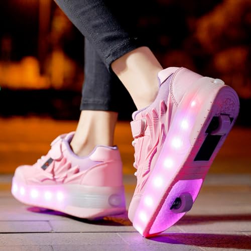 YUNICUS Roller Shoes for Girls Boys Kid Light Up Sneakers with Wheels3