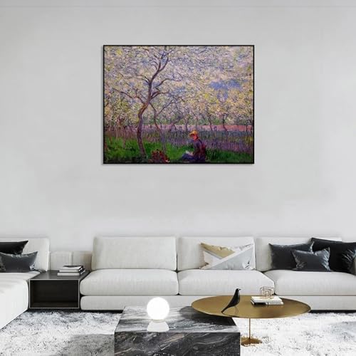 ytonghao Claude Monet „Ein Obstgarten im Frühling“, Druck auf Leinwand, impressionistisches Gemälde, Leinwand-Wandkunst für modernes Heimdekor, 30 x 40 cm, rahmenlos