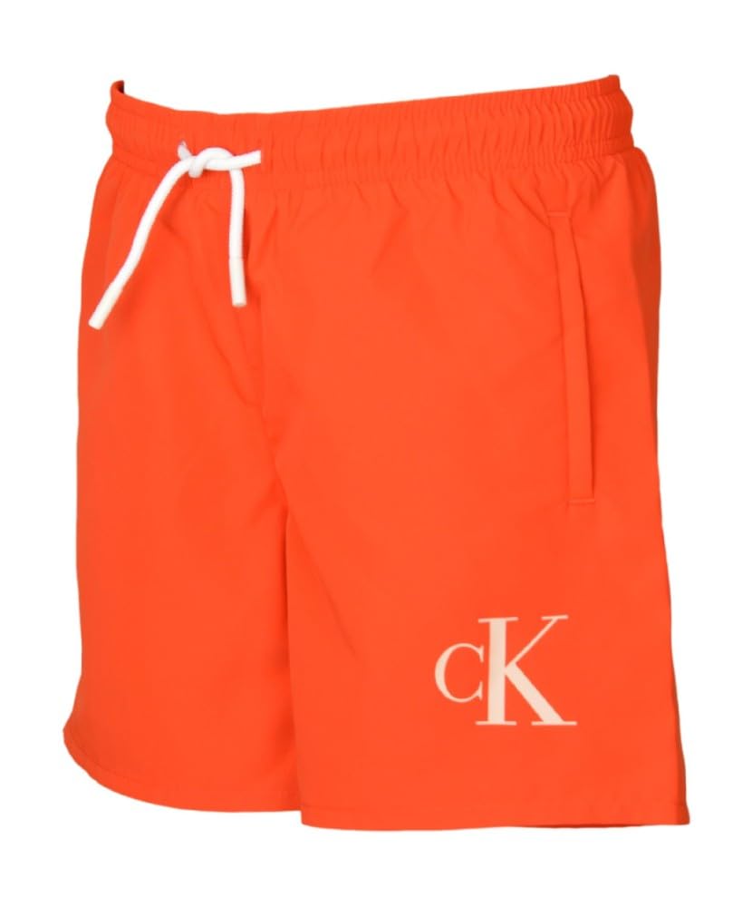 Calvin Klein Boxer Bimbo CK Bambino Junior Ragazzo Costume Mare o Piscina Articolo KV0KV00056, XM8 Flaming Chili, 10 Anni