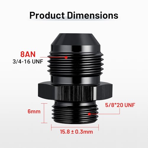 EVIL ENERGY 8AN Male Flare to 5/8-20 Male Carb Carburetor Fuel Inlet Fitting Adapter Aluminum Black Upgrade 2PC by EVIL ENERGY - Used condition - Image 2