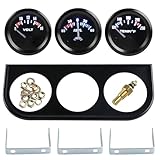 WATERWICH 3 in 1 Car Meter Auto Gauge（Voltmeter + Amper Meter Gauge + Water Temperature Gauge Fahrenheit) 2' 52mm Triple Gauge Kit DC 12V for Car Truck Vehicle Motorcycle Tractor Marine