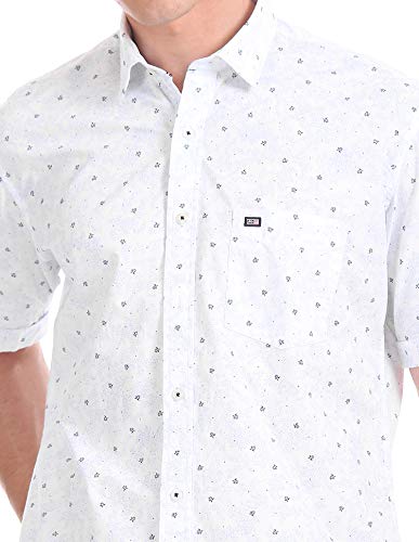 Image of Arrow Men's Regular Fit Sports White Printed Shirt