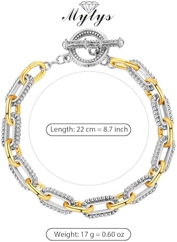 Mytys Link Bracelet Two tone Circles Chain Silver and Gold Wire