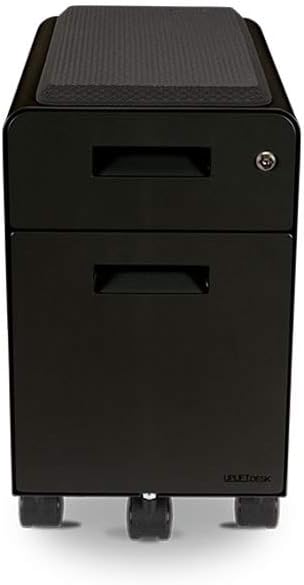 Narrow 2-Drawer File Cabinet with Seat, Rolling (Black) by Uplift Desk