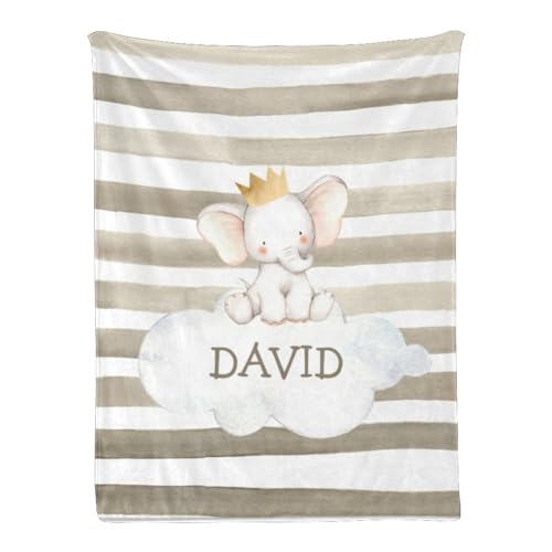 Seamaid Personalized Princess Crown Blanket for Girls - Elephant Crown 50x60in