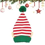 Weihnachtsmannmütze | Festliche gestreifte Kopfbedeckung mit Ohren |...