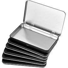 6 Pcs Metal Rectangular Hinged Tin Boxes with Lid, Mini Portable Empty Box Container, Small Black Tin with Lid for Home or Outdoor Active Storage Black