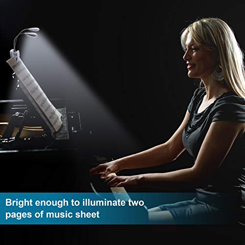 Music Stand Light, White Clip on LED Book Lights, USB and AAA Battery Operated, Reading Lamp in Bed, 4 Brightness Levels, Ideal for Musician, Piano Player, Kids, Travel (Dual Arm) - Thumbnail 5