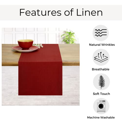 D'Moksha Homes Linen Red Table Runner 122 CM, 100% Pure Linen Table Runner 36 x 122 cm for Coffee Tables Dresser, Dining - Image 4