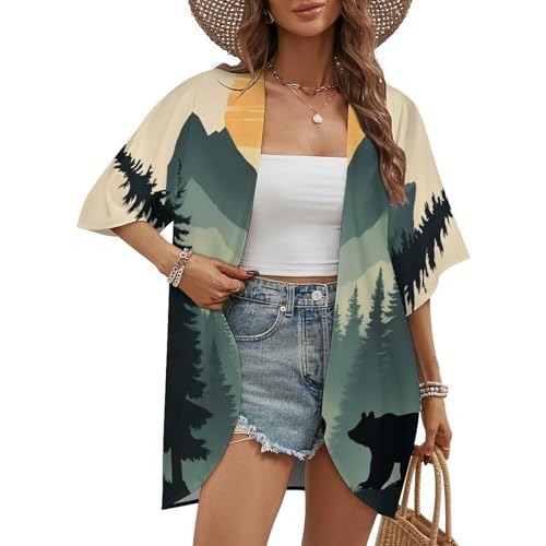 2025 Women's Elegant Cardigan Open-Front Short Sleeve Beach Cover Ups