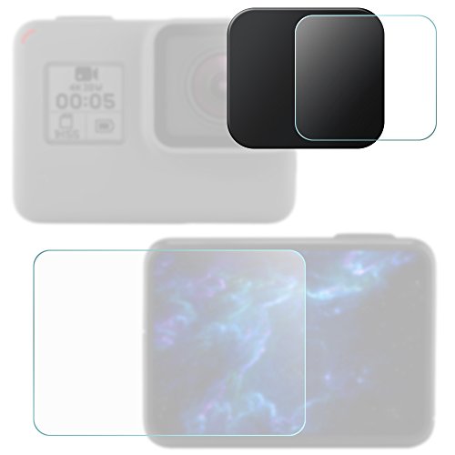 Lens & Screen Protectors for GoPro Hero5 Black Sport Camera with Lens Cap, FineGood 2 Pcs Anti-Scratches Tempered Glass and Plastic Lens Cover for Hero 5 Action Camera