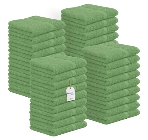 Avalon Towels Paños de algodón (paquete de 36), tamaño de 12 x 12 pulgadas, 100 % algodón hilado en anillo, toallas faciales suaves y absorbentes, toallas de gimnasio, calidad de hotel y spa, toallas