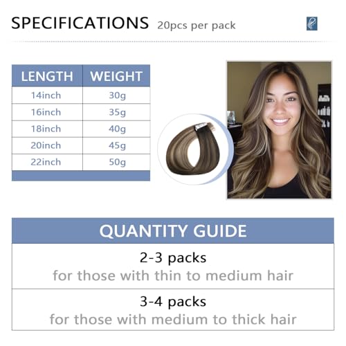 Image of COOKAYU Invisible Tape in Hair Extensions Human Hair