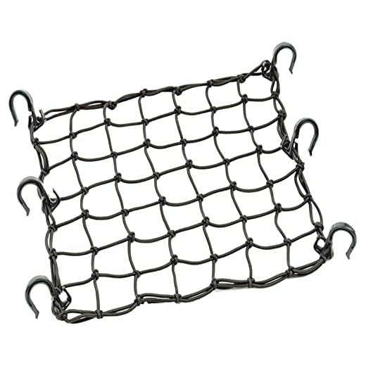 ZUOZE Small Cargo Net 15"x15" Stretches to 30"x30" with Thicken Hooks | Natural Latex Core, Tight 2”x2” Mesh Heavy Duty Bungee Net for Motorcycle Helmet, Bike, ATV, UTV, Luggage (Black, 1 Pack)
