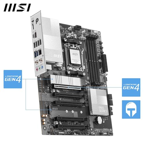 Image of MSI PRO B840-P WiFi Motherboard, ATX - Supports AMD Ryzen 9000 /8000 / 7000 Processors, AM5 - DDR5 Memory Boost 8000+ MT /s (OC), PCIe 4.0 x16, M.2 Gen4, Wi-Fi 7, 2.5G LAN