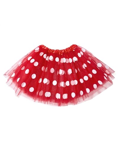 Century Star Red White Polka Dots Tutu for Toddler Girls Tulle Ballet Skirts Princess Tutus for Baby Kids Infant 3 Layers Halloween Christmas Dress up Birthday Party Festival 3-8 Years