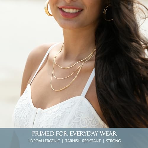 KISPER Italian 18K Gold Over 925 Sterling Silver Diamond Cut 1.75MM, 2.5mm Curb Cuban Link Chain Necklace - for Men & Women with Lobster Clasp - Made in Italy2