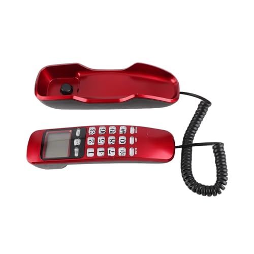 ZDETGU Mini Wall Telephone Landline Phone with Dual Caller ID System 38 Incoming Memories LCD Display Call Back Function for Home Office Hotel (Red)