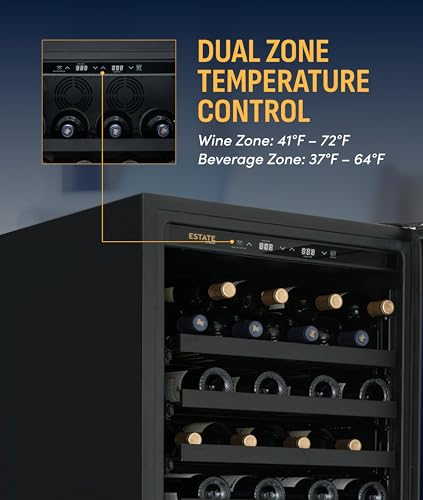 Image of NewAir 24 inch Dual Zone Beverage Refrigerator & Wine Cooler for 108 Bottles & 175 Cans | Freestanding or Built-In Under Counter Mini Fridge for Beer, Wine and Soda | Black Stainless Steel